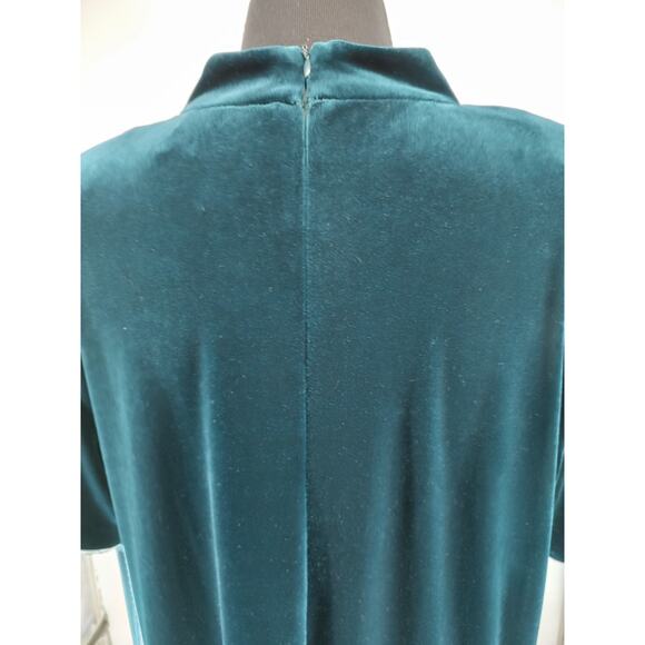 John Roberts Woman Petite Green Velvet A-Line Dress Size 18 Stretch Shoulder Pad - Picture 5 of 9